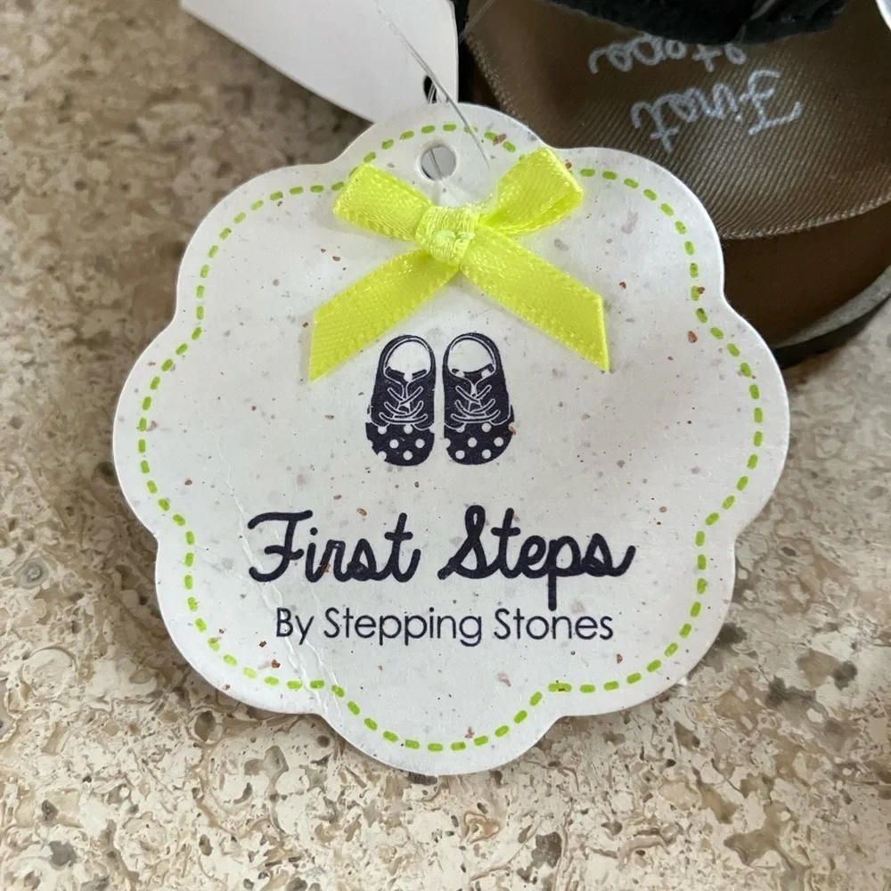 NWT FIRST steps By Stepping Stones Faux Leather & Buckle, Velcro Black Sandals 4 - Picture 5 of 6